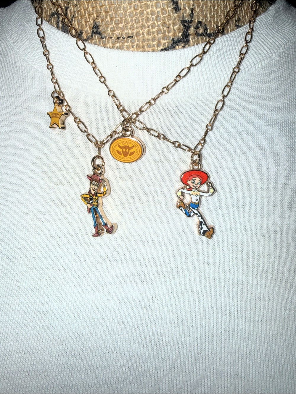 Toy Story Jessie & Woody Charm Necklace Set - Yellow, Red, Blue